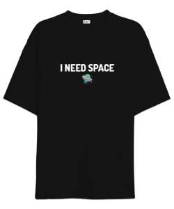 Uzay Space Siyah Oversize Unisex Tişört