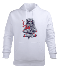 Uzaylı astronot maymun Erkek Kapüşonlu Hoodie Sweatshirt