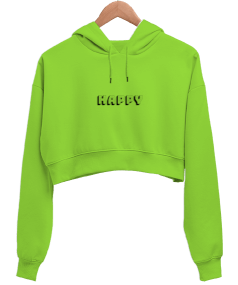 üzğün mutlu sweatshirt Kadın Crop Hoodie Kapüşonlu Sweatshirt