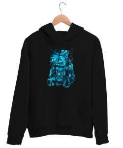 Üzgün Robot Siyah Unisex Kapşonlu Sweatshirt