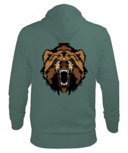 Vahşi Ayı Çağla Yeşili Erkek Kapüşonlu Hoodie Sweatshirt