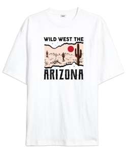 Vahşi Batı Arizona - Wild West Beyaz Oversize Unisex Tişört