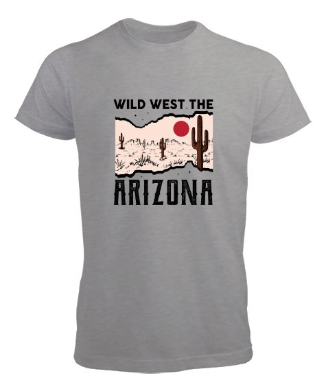 Tisho - Vahşi Batı Arizona - Wild West Gri Erkek Tişört