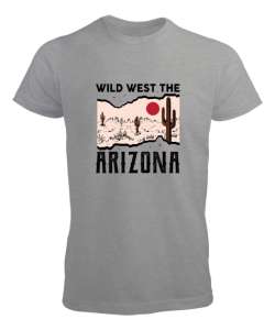 Vahşi Batı Arizona - Wild West Gri Erkek Tişört