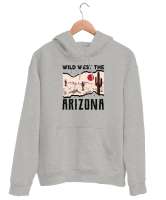 Vahşi Batı Arizona - Wild West Gri Unisex Kapşonlu Sweatshirt - Thumbnail