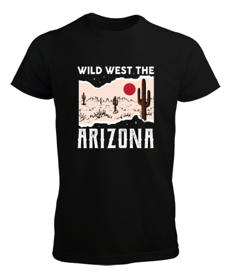 Tisho - Vahşi Batı Arizona - Wild West Siyah Erkek Tişört