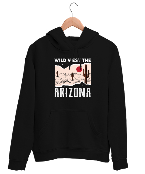 Tisho - Vahşi Batı Arizona - Wild West Siyah Unisex Kapşonlu Sweatshirt