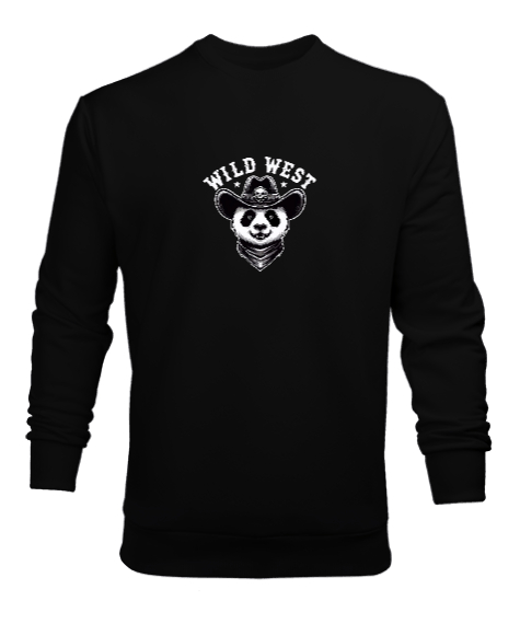 Tisho - vahşi batılı panda Siyah Erkek Sweatshirt