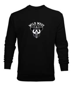 vahşi batılı panda Siyah Erkek Sweatshirt