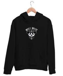 vahşi batılı panda Siyah Unisex Kapşonlu Sweatshirt