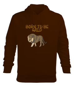 Vahşi doğanlar aslan figürü born to be wild Erkek Kapüşonlu Hoodie Sweatshirt