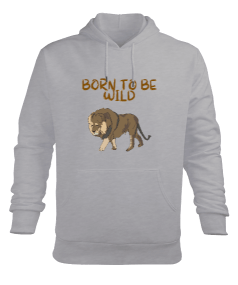 Vahşi doğanlar aslan figürü born to be wild Erkek Kapüşonlu Hoodie Sweatshirt