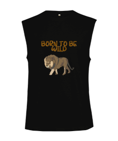 Vahşi doğanlar aslan figürü born to be wild fitness motivasyon Kesik Kol Unisex Tişört