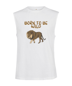 Vahşi doğanlar aslan figürü born to be wild fitness motivasyon Kesik Kol Unisex Tişört