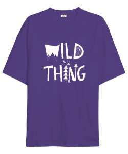 Vahşi Dünya Düşünce - Wild Thing Mor Oversize Unisex Tişört