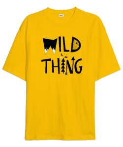 Vahşi Dünya Düşünce - Wild Thing Sarı Oversize Unisex Tişört