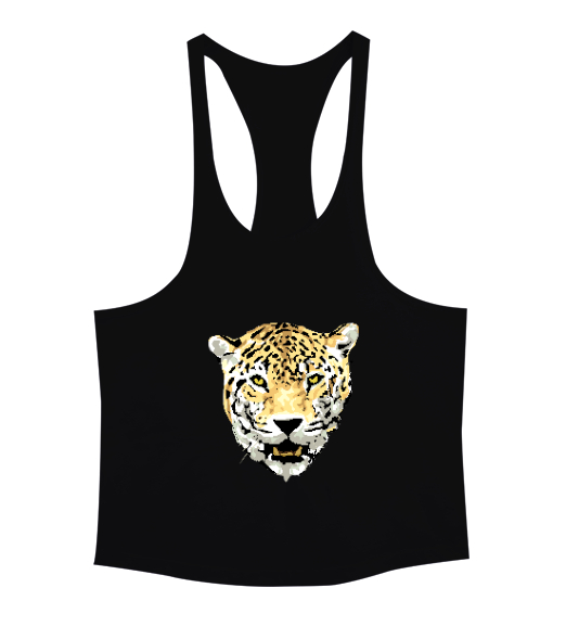 Vahşi Gerçekçi Panter Siyah Erkek Tank Top Atlet