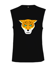 Vahşi güçlü mavi gözlü puma fitness motivasyon Kesik Kol Unisex Tişört