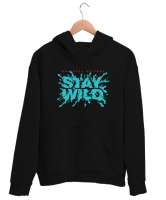 Vahşi Kal - Stay Wild Siyah Unisex Kapşonlu Sweatshirt - Thumbnail