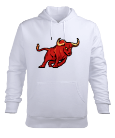 Vahşi kırmızı boğa Erkek Kapüşonlu Hoodie Sweatshirt