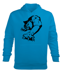 Vahşi Köpek Baskılı Erkek Kapüşonlu Erkek Kapüşonlu Hoodie Sweatshirt