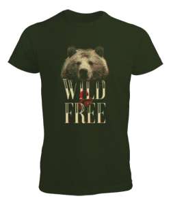 Vahşi ve Özgür - Wild And Free Haki Yeşili Erkek Tişört