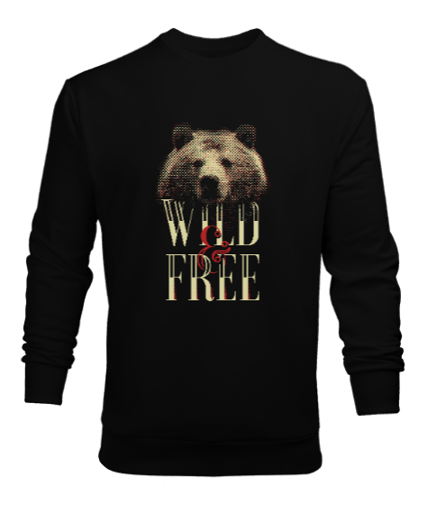 Tisho - Vahşi ve Özgür - Wild And Free Siyah Erkek Sweatshirt