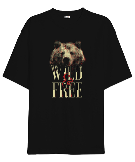 Tisho - Vahşi ve Özgür - Wild And Free Siyah Oversize Unisex Tişört