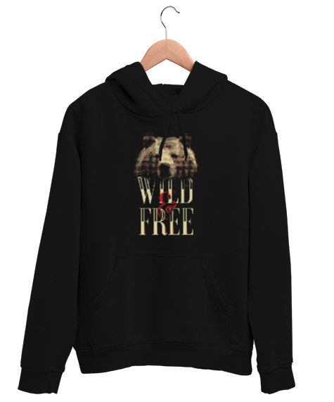 Tisho - Vahşi ve Özgür - Wild And Free Siyah Unisex Kapşonlu Sweatshirt