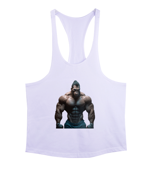 Vahşi Yırtıcı Goril Beyaz Erkek Tank Top Atlet