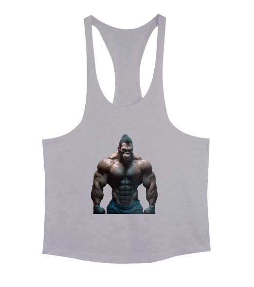 Vahşi Yırtıcı Goril Gri Erkek Tank Top Atlet