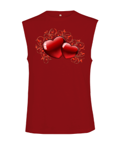 Valentines Day love heart red Kesik Kol Unisex Tişört