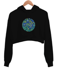 Van Gogh Gelincik Çiçekleri Kadın Crop Hoodie Kapüşonlu Sweatshirt