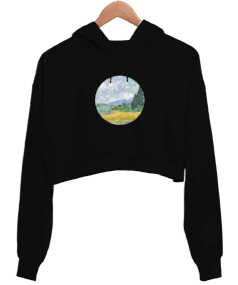 Van Gogh Kadın Crop Hoodie Kapüşonlu Sweatshirt