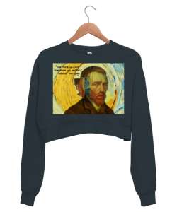 VAN GOGH TASARIM Füme Kadın Crop Sweatshirt