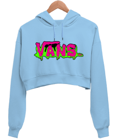 Vans Tasarım Baskılı Kadın Crop Hoodie Kapüşonlu Sweatshirt