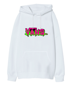 Vans Tasarım Baskılı Oversize Unisex Kapüşonlu Sweatshirt