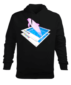 Vaporwave Dolphin Erkek Kapüşonlu Hoodie Sweatshirt