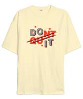 Vazgeçme Yap - Do It - Slogan Krem Oversize Unisex Tişört - Thumbnail