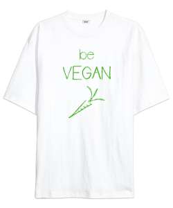 Vegan - Vejeteryan V3 Beyaz Oversize Unisex Tişört