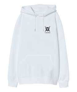 Viking Beyaz Oversize Unisex Kapüşonlu Sweatshirt