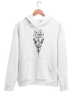 VİKİNG Beyaz Unisex Kapşonlu Sweatshirt