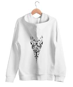 VİKİNG Beyaz Unisex Kapşonlu Sweatshirt