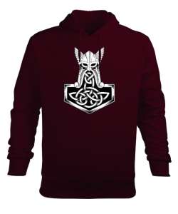 Viking - Thor V5 Bordo Erkek Kapüşonlu Hoodie Sweatshirt