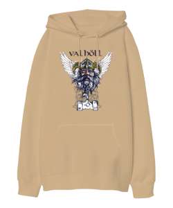 Viking Valhöll Camel Oversize Unisex Kapüşonlu Sweatshirt