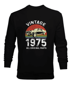 Vintage Araba Tasarım Baskılı Erkek Sweatshirt