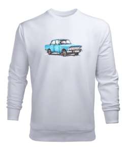 Vintage Car - Otomobil Beyaz Erkek Sweatshirt