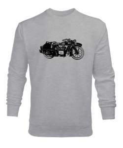 Vintage Motorcycle - Motorsiklet Gri Erkek Sweatshirt