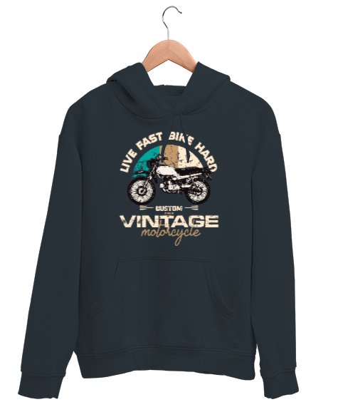 Tisho - Vintage Motosiklet - Motorcycle Füme Unisex Kapşonlu Sweatshirt