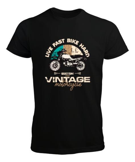 Tisho - Vintage Motosiklet - Motorcycle Siyah Erkek Tişört